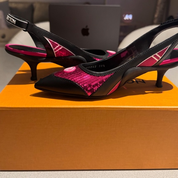 NEW Louis Vuitton Calfskin Archlight Slingback Pumps Pink Sequin EU 38.5/US 8.5 - Picture 8 of 8